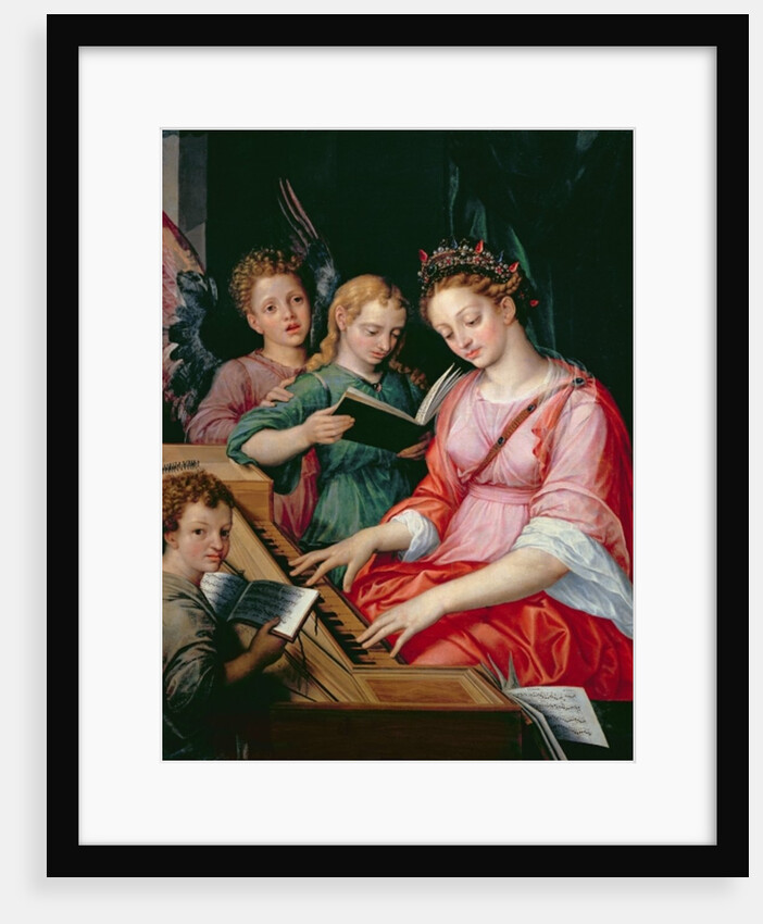 St. Cecilia Accompanied by Three Angels by Michiel I Coxie or Coxcie