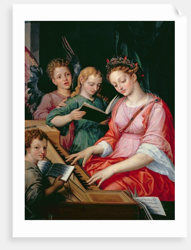 St. Cecilia Accompanied by Three Angels by Michiel I Coxie or Coxcie