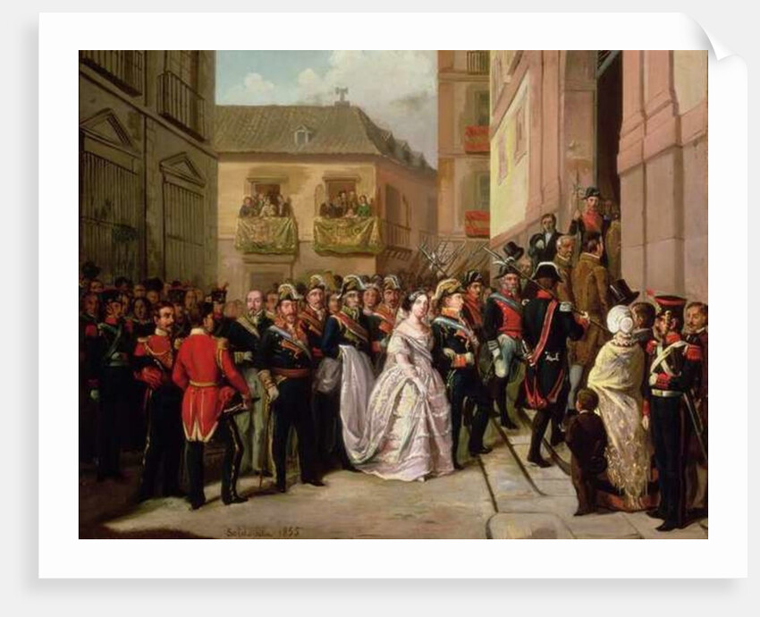 Isabella II of Spain and her husband Francisco de Assisi visiting the Church of Santa Maria by Ramon Soldevila Trepat