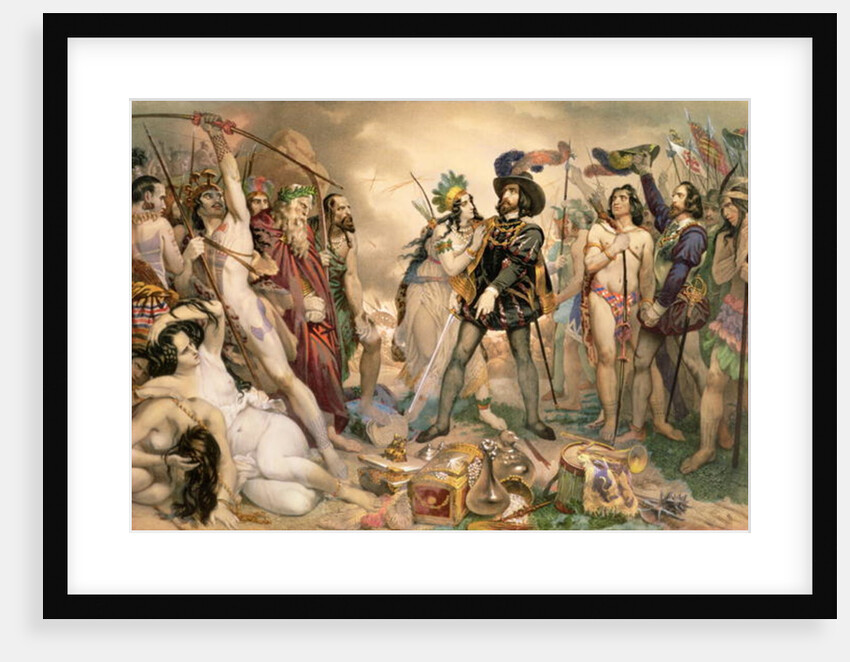 Conquest of Mexico: Hernando Cortes destroying his fleet at Vera Cruz, 1519 by Nicholas Eustache (after) Maurin