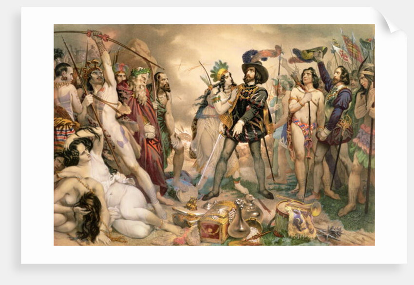 Conquest of Mexico: Hernando Cortes destroying his fleet at Vera Cruz, 1519 by Nicholas Eustache (after) Maurin