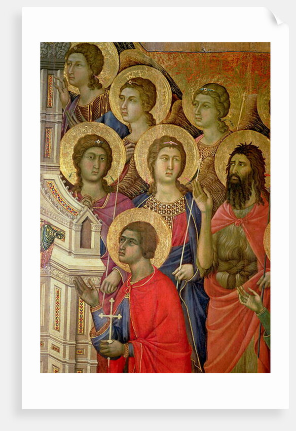 Maesta: Detail of Saints, including St. John the Baptist, 1308-11 by Duccio di Buoninsegna