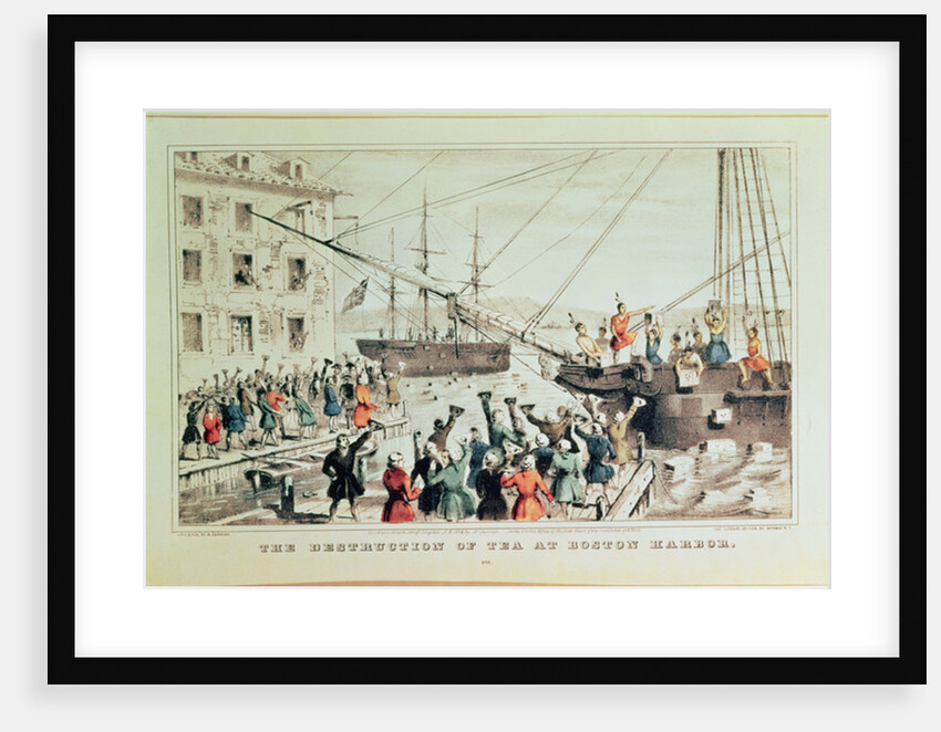 The Destruction of Tea at Boston Harbor, 1846 by N. and Ives J.M. (1824-95) Currier