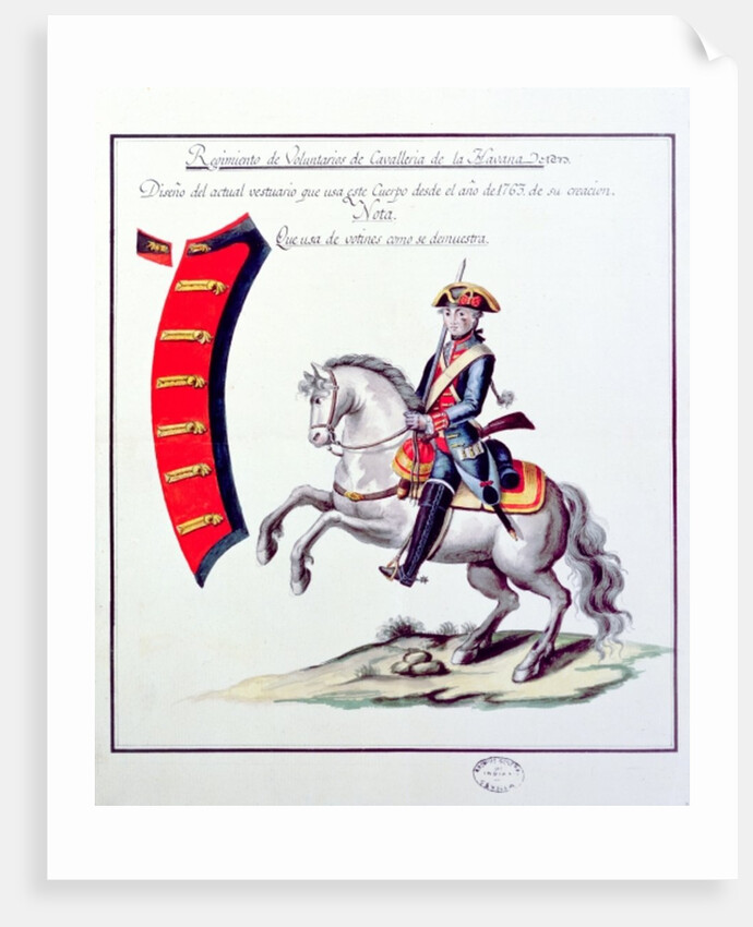 Uniform of the Volunteers of the Havana Cavalry Regiment, 1763 by Spanish School