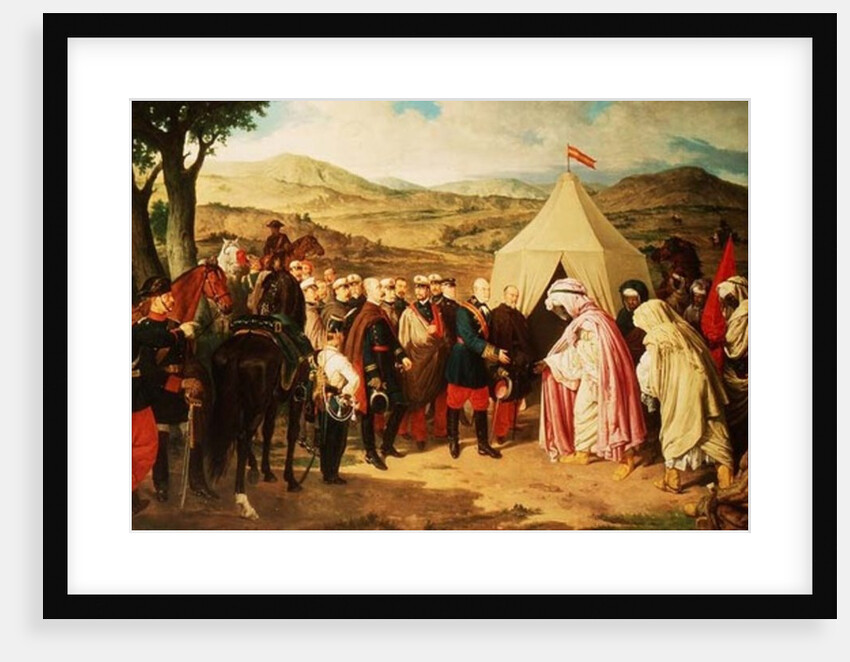 The Spanish meet with the Moroccans to negotiate a Peace Settlement, after a painting by Joachin Dominguez Becquer, Joachin by José Chaves Ortiz