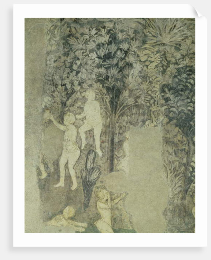 Detail of men bathing from the decorative scheme in the Hall of the Popes, 1437 by Matteo Giovanetti