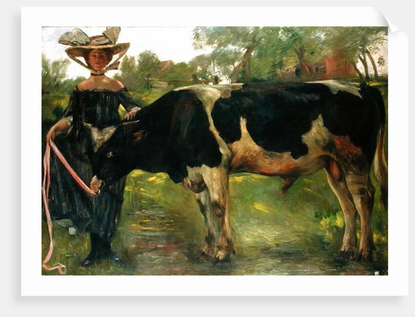 The painter Charlotte Berend with a bull, 1902 by Lovis Corinth