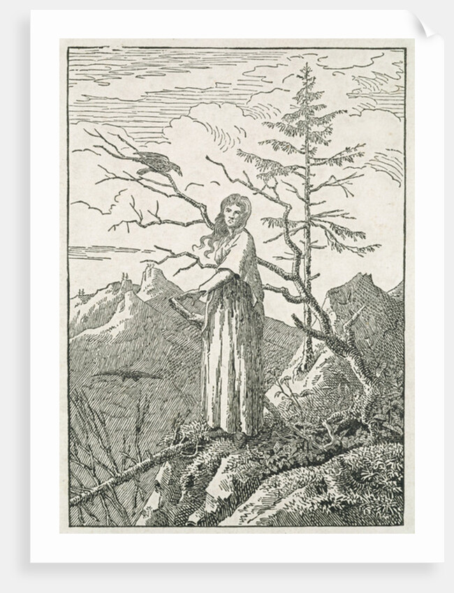 Woman with a Raven, on the Edge of a Precipice by Caspar David Friedrich