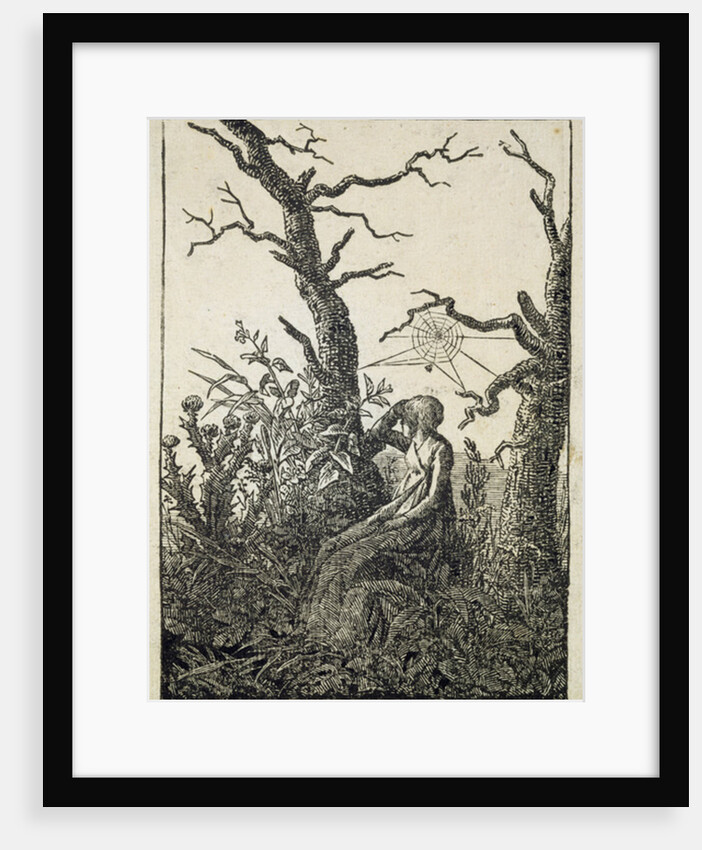 The Woman with a spider's web in the middle of leafless trees by Caspar David Friedrich