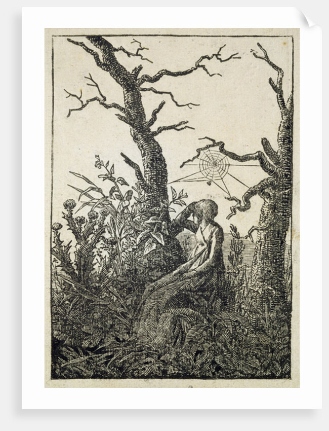 The Woman with a spider's web in the middle of leafless trees by Caspar David Friedrich