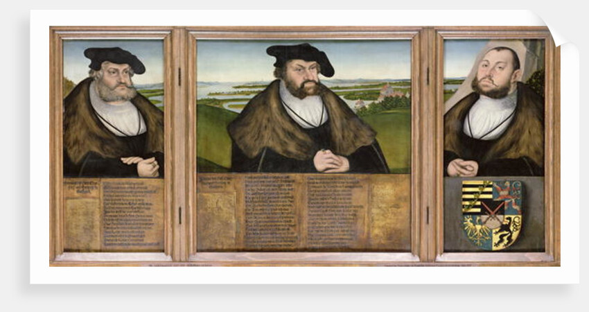 Electors of Saxony: Friedrich the Wise Johann the Steadfast and Johann Friedrich the Magnanimous 1532 by Lucas the Elder Cranach