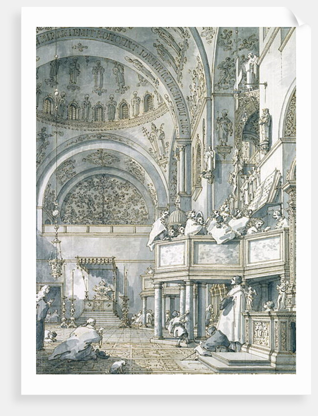 The Choir Singing in St. Mark's Basilica, Venice, 1766 by (1697-1768) Canaletto