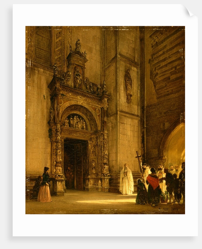 Side portal of Como Cathedral, 1850 by Rudolph von Alt