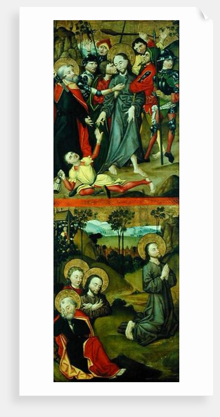 The Arrest of Christ and Christ in the Garden of Gethsemane, panel from an altarpiece depicting scenes of the Passion and Saints, 1490 by Master of the Luneburg Footwashers