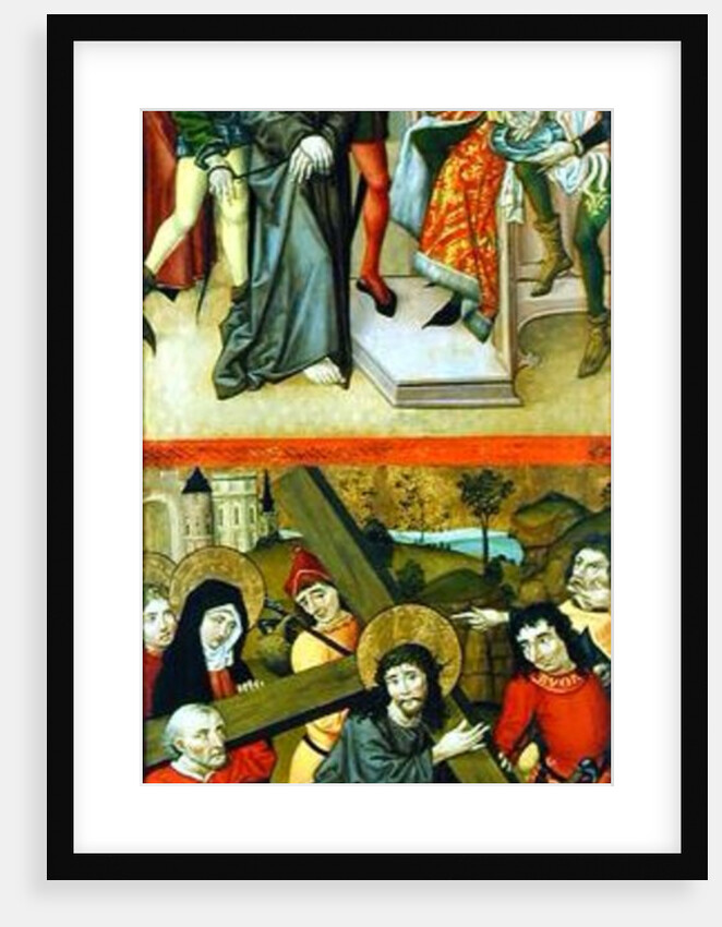 Christ Before Pilate and Christ Carrying the Cross, panel from and altarpiece depicting scenes of the Passion and saints, 1490 by Master of the Luneburg Footwashers