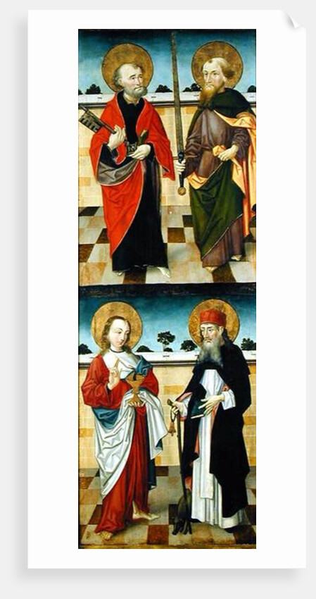 Reverse of a panel from an altarpiece depicting scenes from the Passion and saints by Master of the Luneburg Footwashers