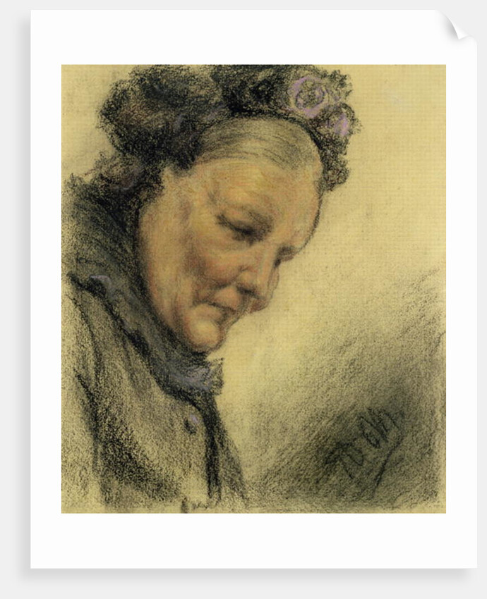 Head of an Old Lady by Adolph Friedrich Erdmann von Menzel