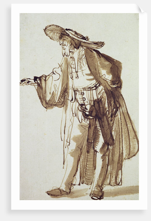 Actor with a Broad-rimmed Hat by Rembrandt Harmensz. van Rijn