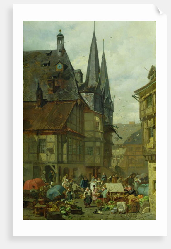 The Marketplace in Wernigerode, 1861 by Charles Hoguet
