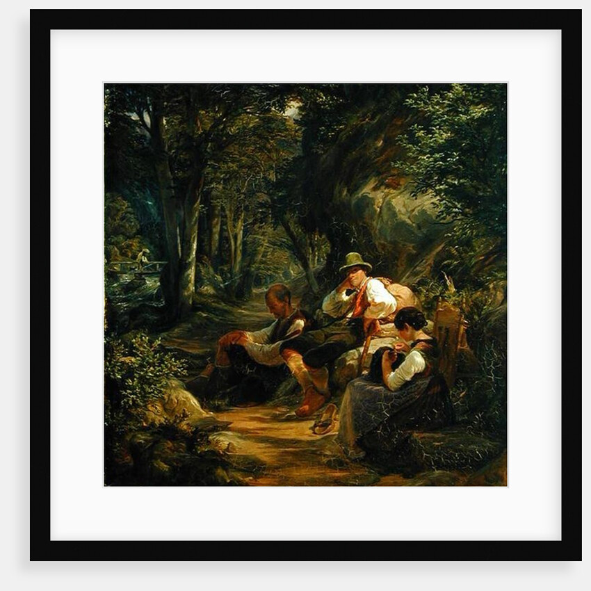 Three Upper Bavarians Resting on an Alpine Path, 1841 by Hermann Kauffmann