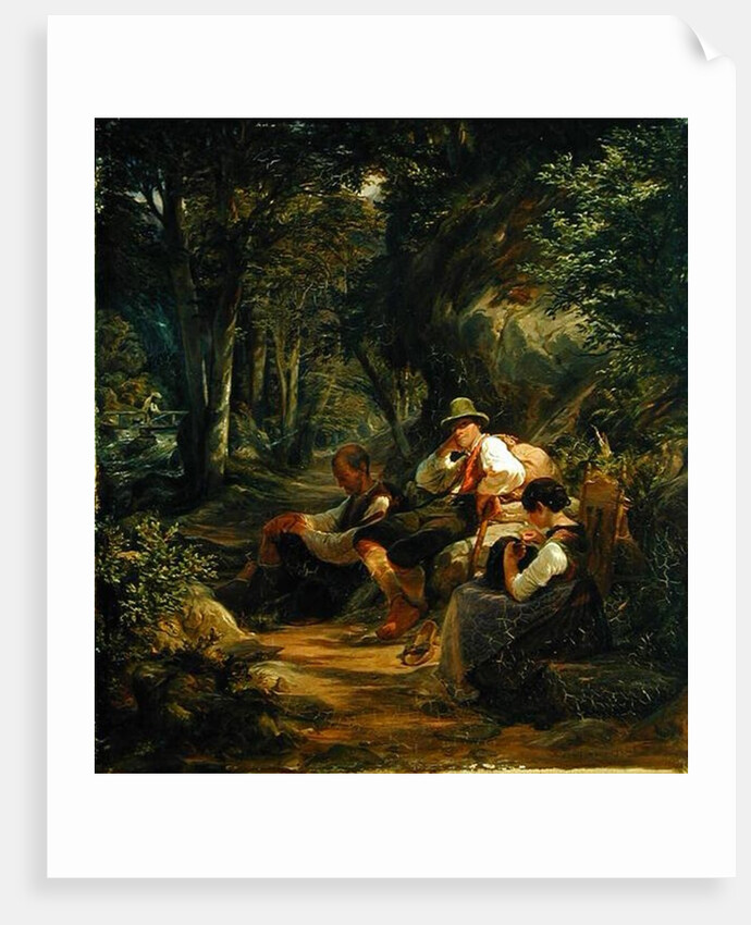 Three Upper Bavarians Resting on an Alpine Path, 1841 by Hermann Kauffmann