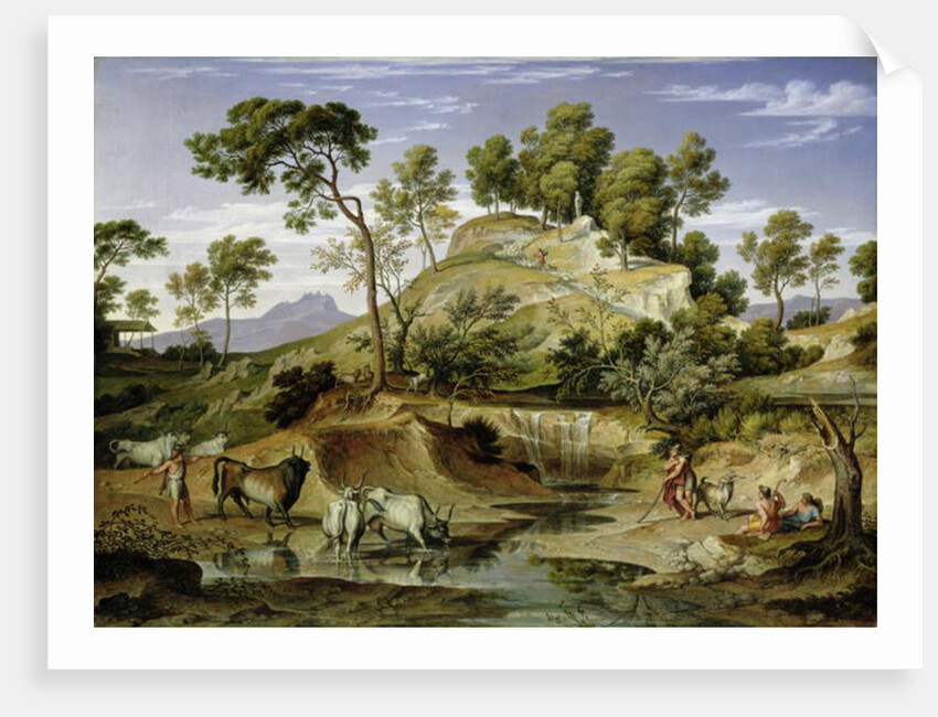 Landscape with Shepherds and Cows and at the Spring, 1832-34 by Joseph Anton Koch