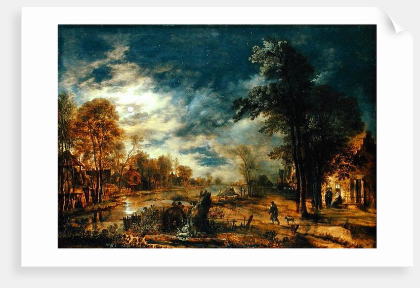 Moonlit Landscape with a Village by Aert van der Neer