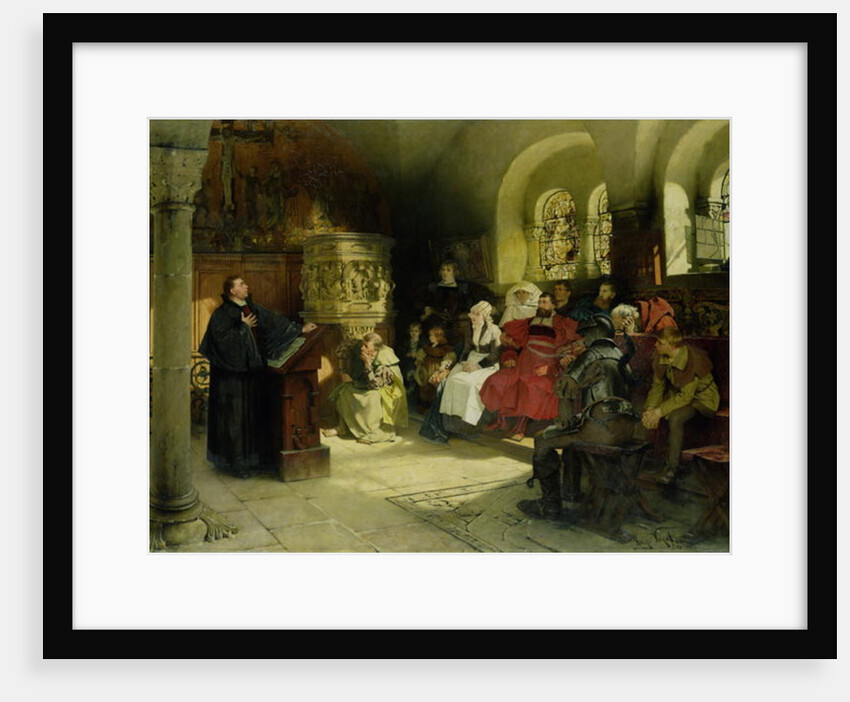 Luther Preaches using his Bible Translation while Imprisoned at Wartburg, 1882 by Hugo Vogel