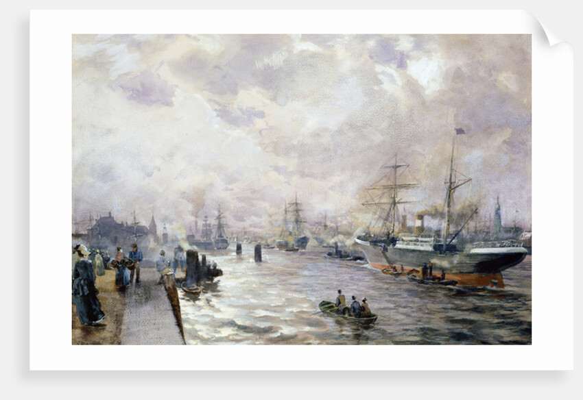 Sailing Ships in the Port of Hamburg, 1889 by Carl Rodeck