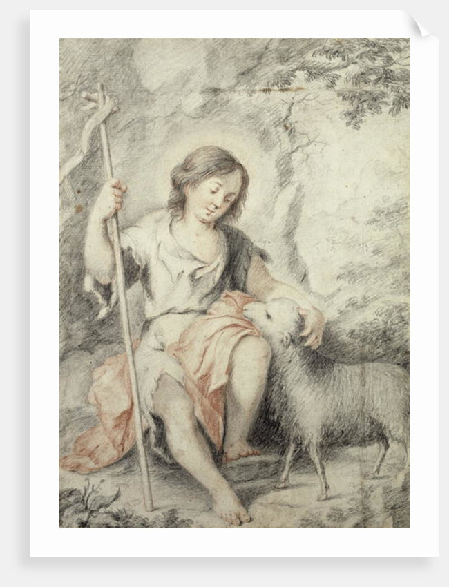 The Young John the Baptist with the Lamb in a Rocky Landscape by Bartolome Esteban Murillo