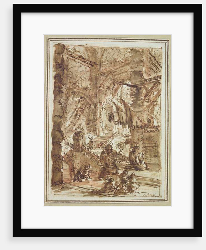 Preparatory drawing for plate number VIII of the 'Carceri al'Invenzione' series by Giovanni Battista Piranesi