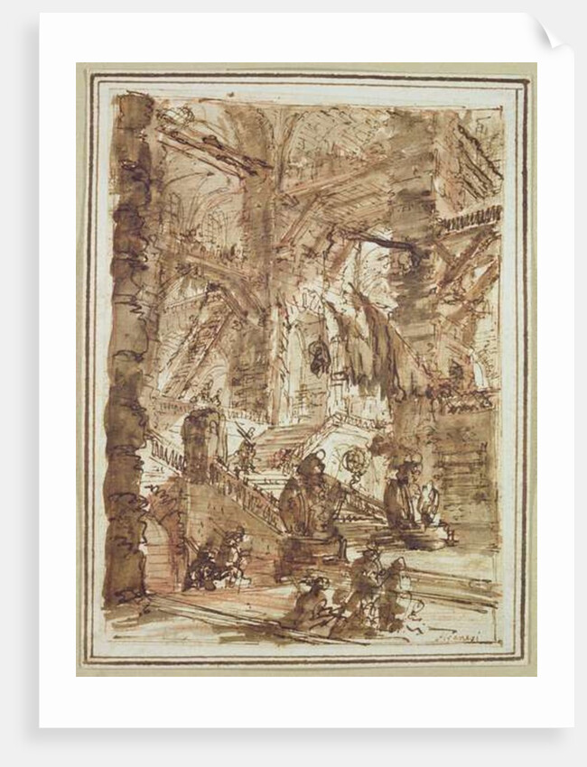 Preparatory drawing for plate number VIII of the 'Carceri al'Invenzione' series by Giovanni Battista Piranesi