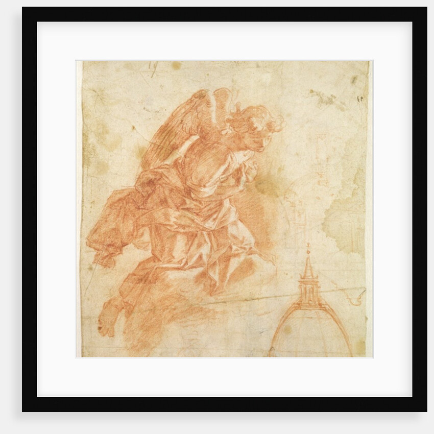 Suspended angel and architectural sketch, c.1600 by Bernardino Barbatelli Poccetti