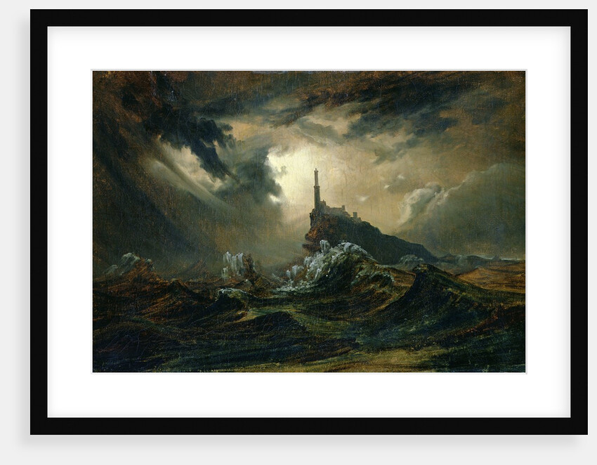 Stormy sea with Lighthouse, 19th century by Karl Blechen