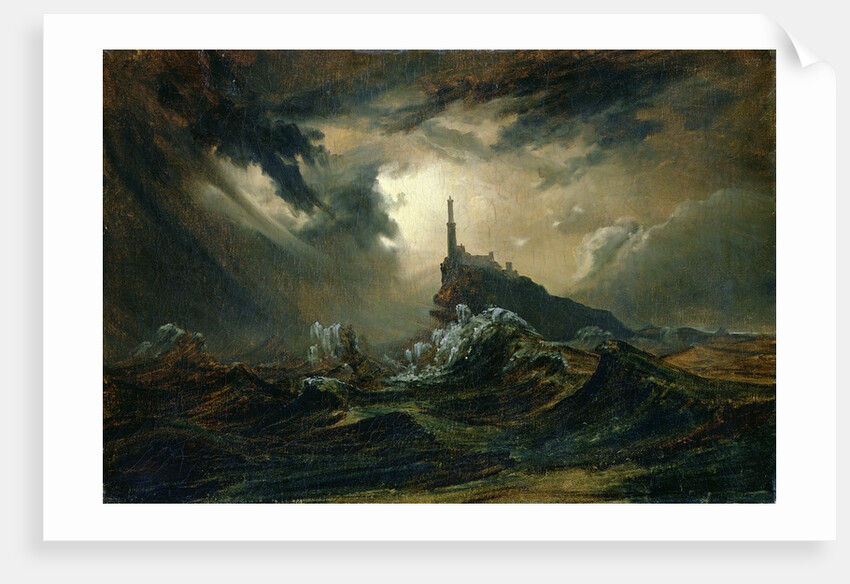 Stormy sea with Lighthouse, 19th century by Karl Blechen
