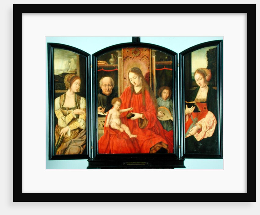 The Holy Family with St. Catherine and St. Barbara, triptych by Master of the Holy Blood