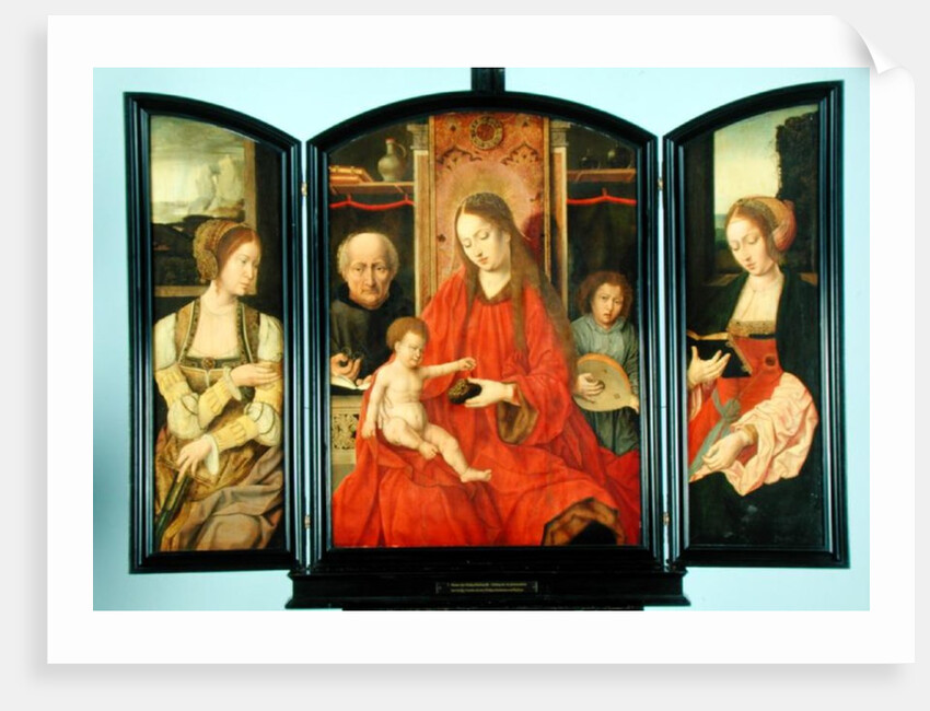 The Holy Family with St. Catherine and St. Barbara, triptych by Master of the Holy Blood
