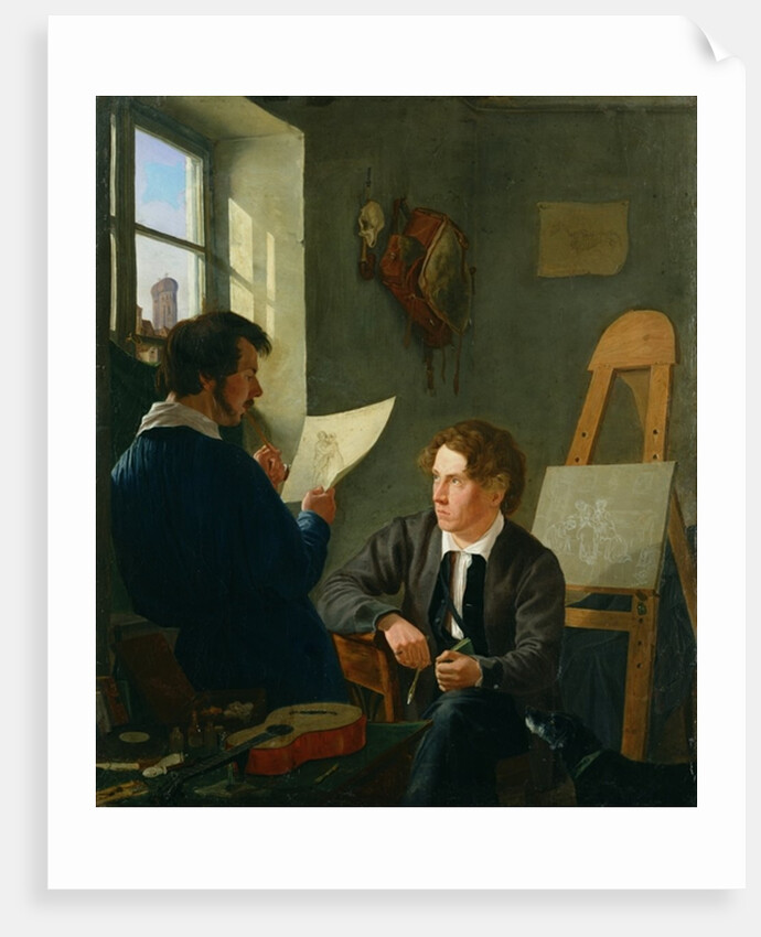 Hermann Kauffmann and Georg Haeselich in Kauffmanns Munich Studio, 1830 by Hermann Kauffmann