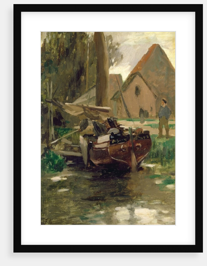 Small Harbour with a Boat by Thomas Ludwig Herbst