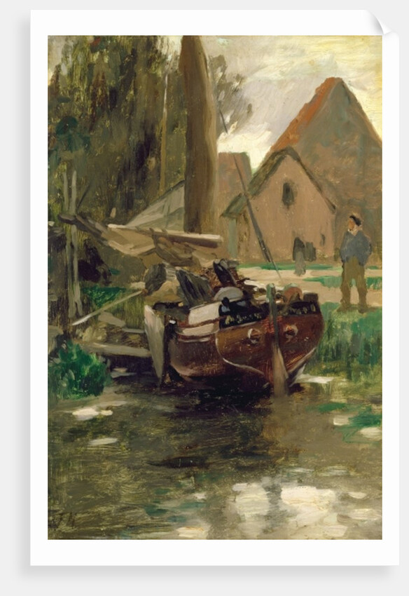 Small Harbour with a Boat by Thomas Ludwig Herbst