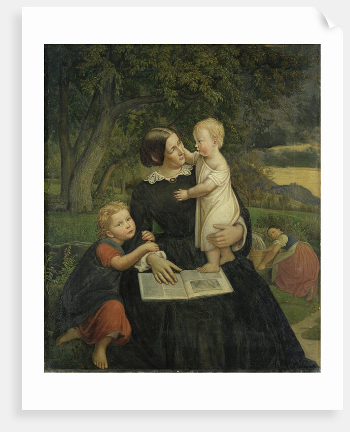 Emilie Marie Wasmann, the artist's wife, with Elise and Erich, their oldest children, 1860 by Rudolph Friedrich Wasmann