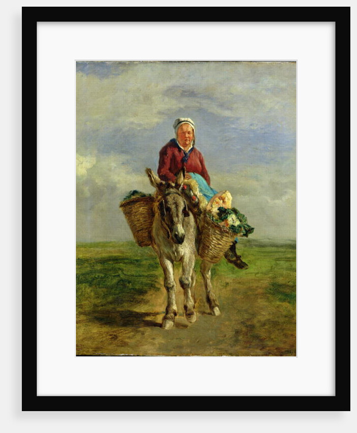 Country Woman Riding a Donkey by Constant-Emile Troyon