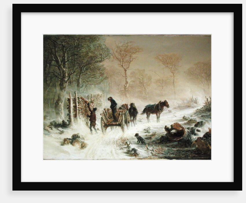 Loading Wood in the Snow, 1858 by Hermann Kauffmann
