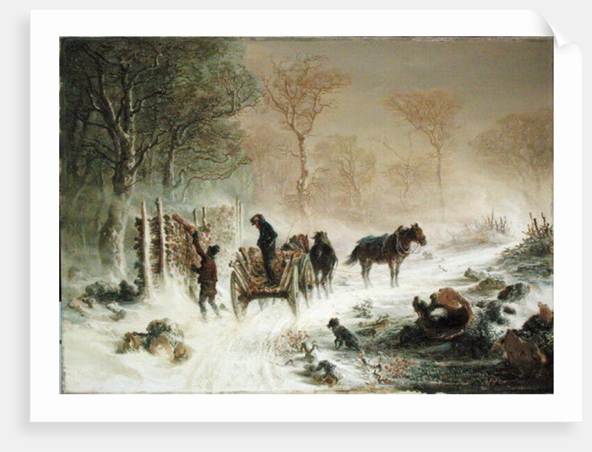 Loading Wood in the Snow, 1858 by Hermann Kauffmann