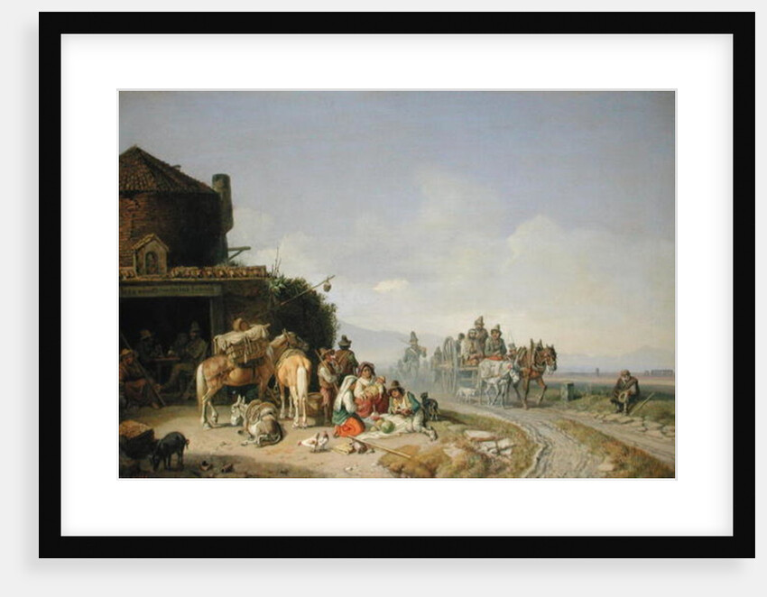 Travellers Before a Roadside Inn by Heinrich Burkel