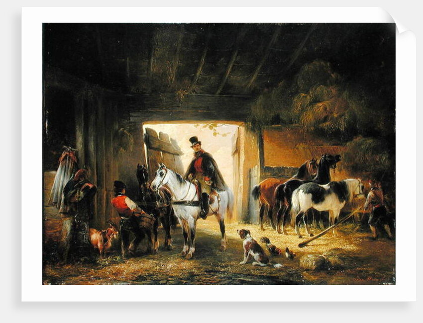 A Rider watering his Horse in a Stable, 1840 by Joseph Moerenhout