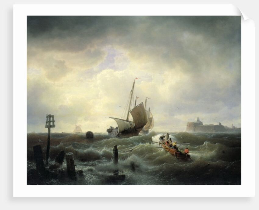 The Entrance to the Harbour at Hellevoetsluys, 1850 by Andreas Achenbach