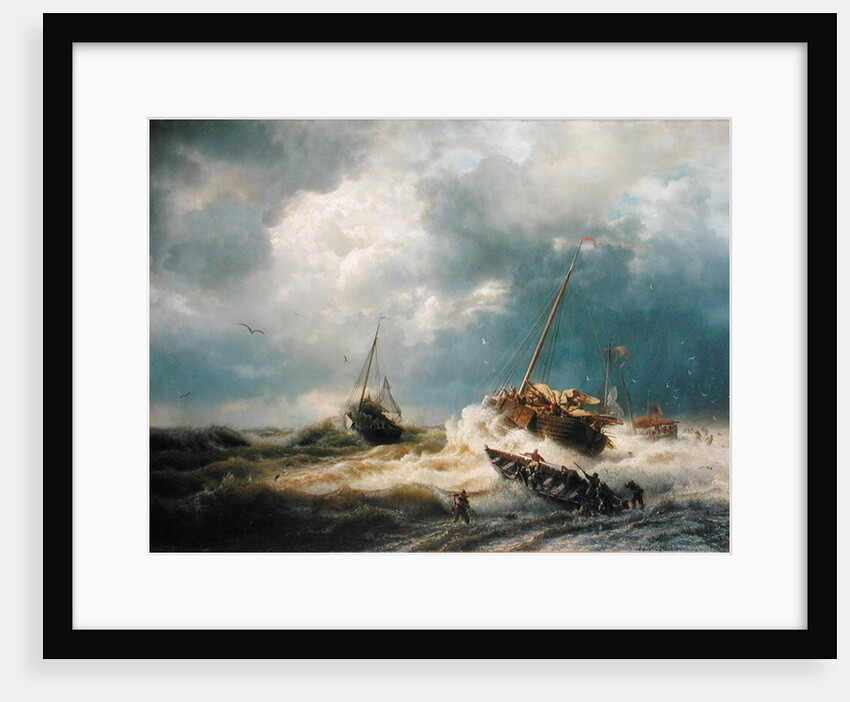Ships in a Storm on the Dutch Coast, 1854 by Andreas Achenbach