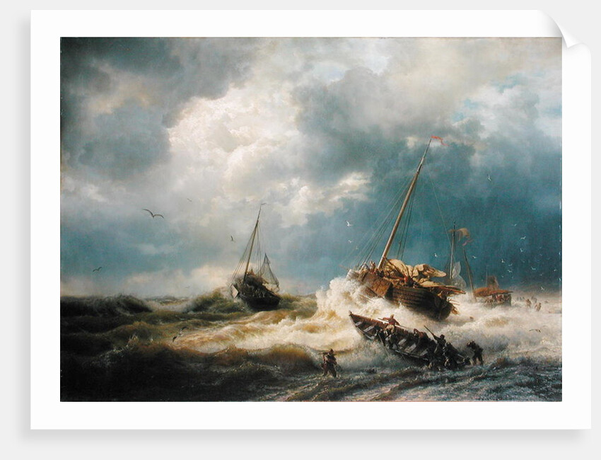 Ships in a Storm on the Dutch Coast, 1854 by Andreas Achenbach