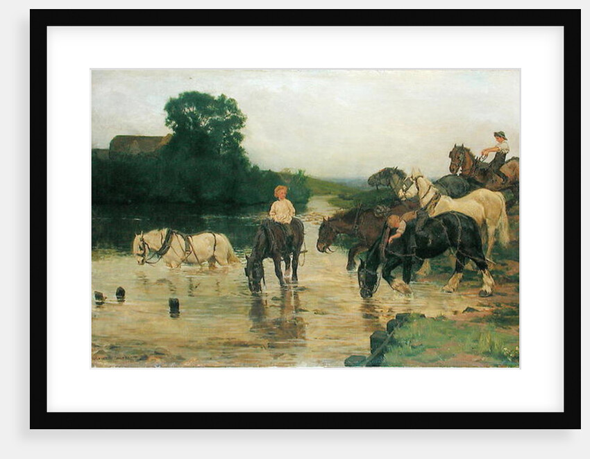 Bathing Horses after Work, 1884 by William Frank Calderon